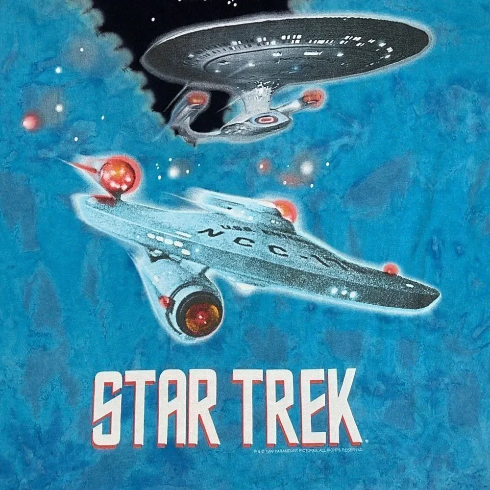 Vintage 1999 Y2K Star Trek Tie Dye graphic Tshirt, size L - Picture 3 of 5